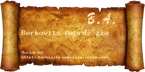 Berkovits Ambrózia névjegykártya